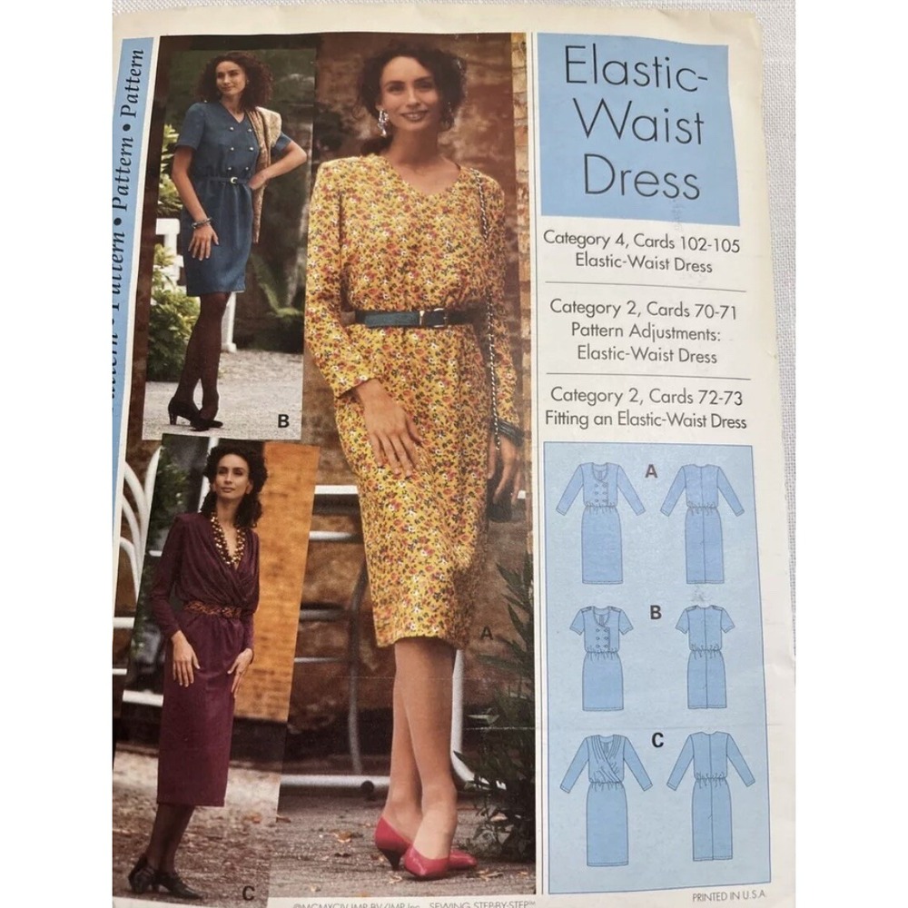 Pattern Elastic Waist Dress Cut Sewing Step by Step Sizes 4-22 Straight Skirt